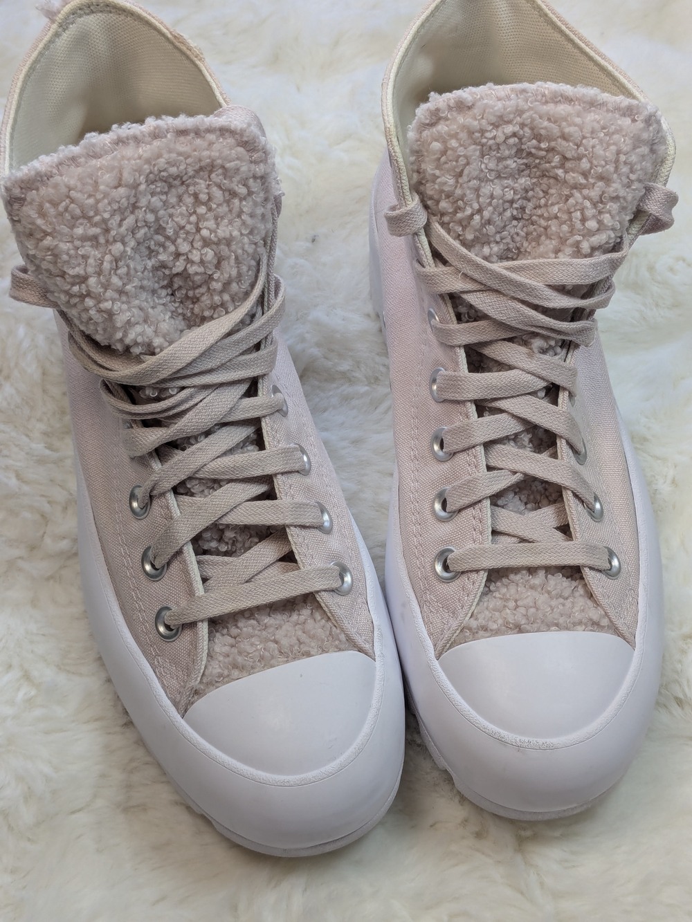 Converse Chuck Taylor All Star Lift Lug Sherpa High Top Pink Women’s 8.5 - Picture 6 of 11
